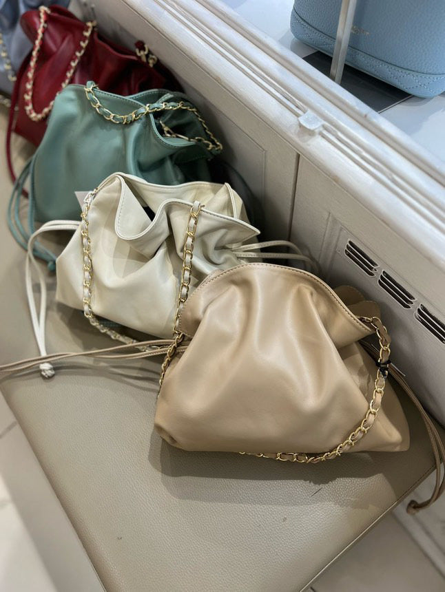 Italian Leather Bag - Cream