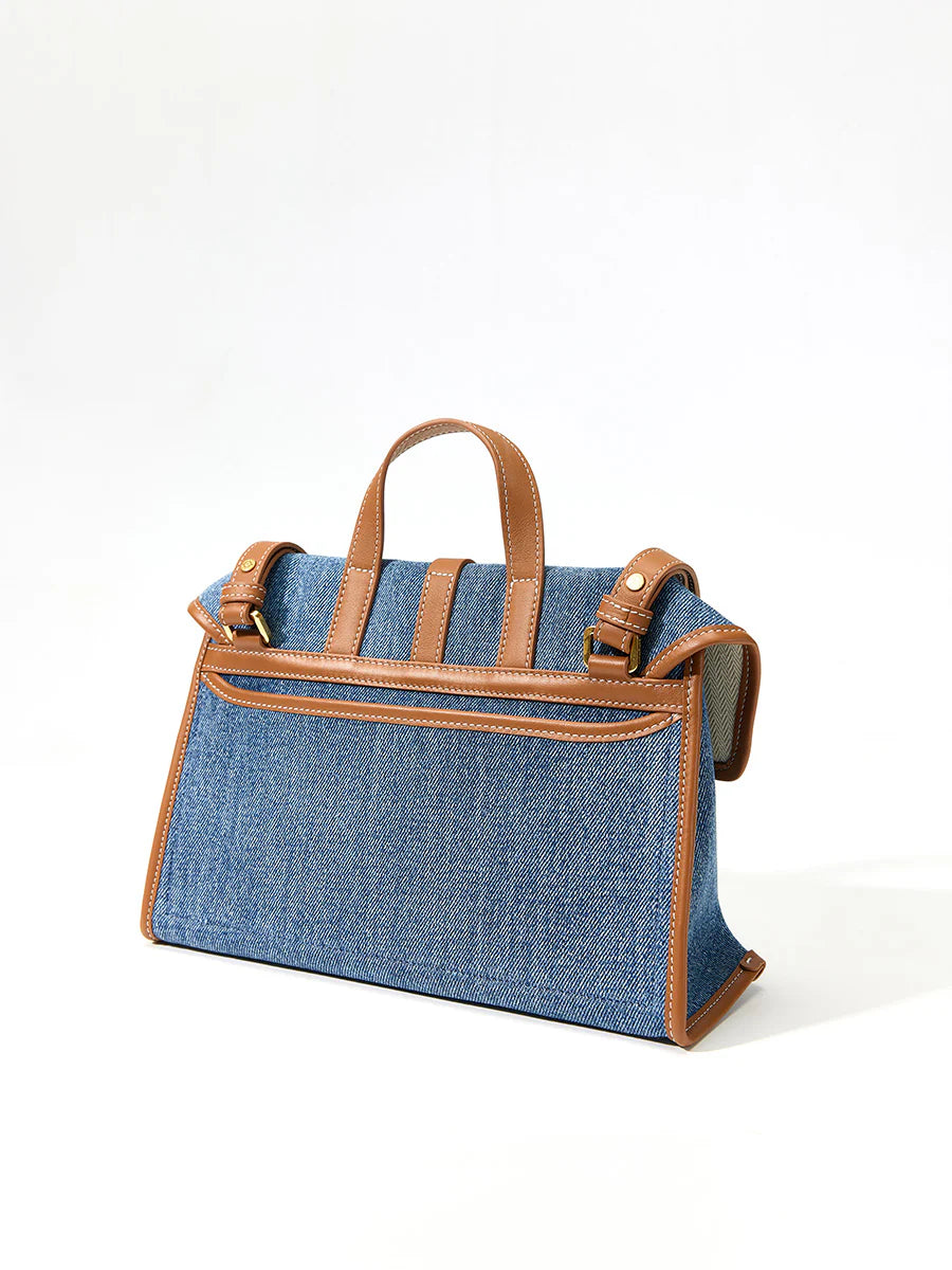 The Small Shan Satchel Bag - Denim