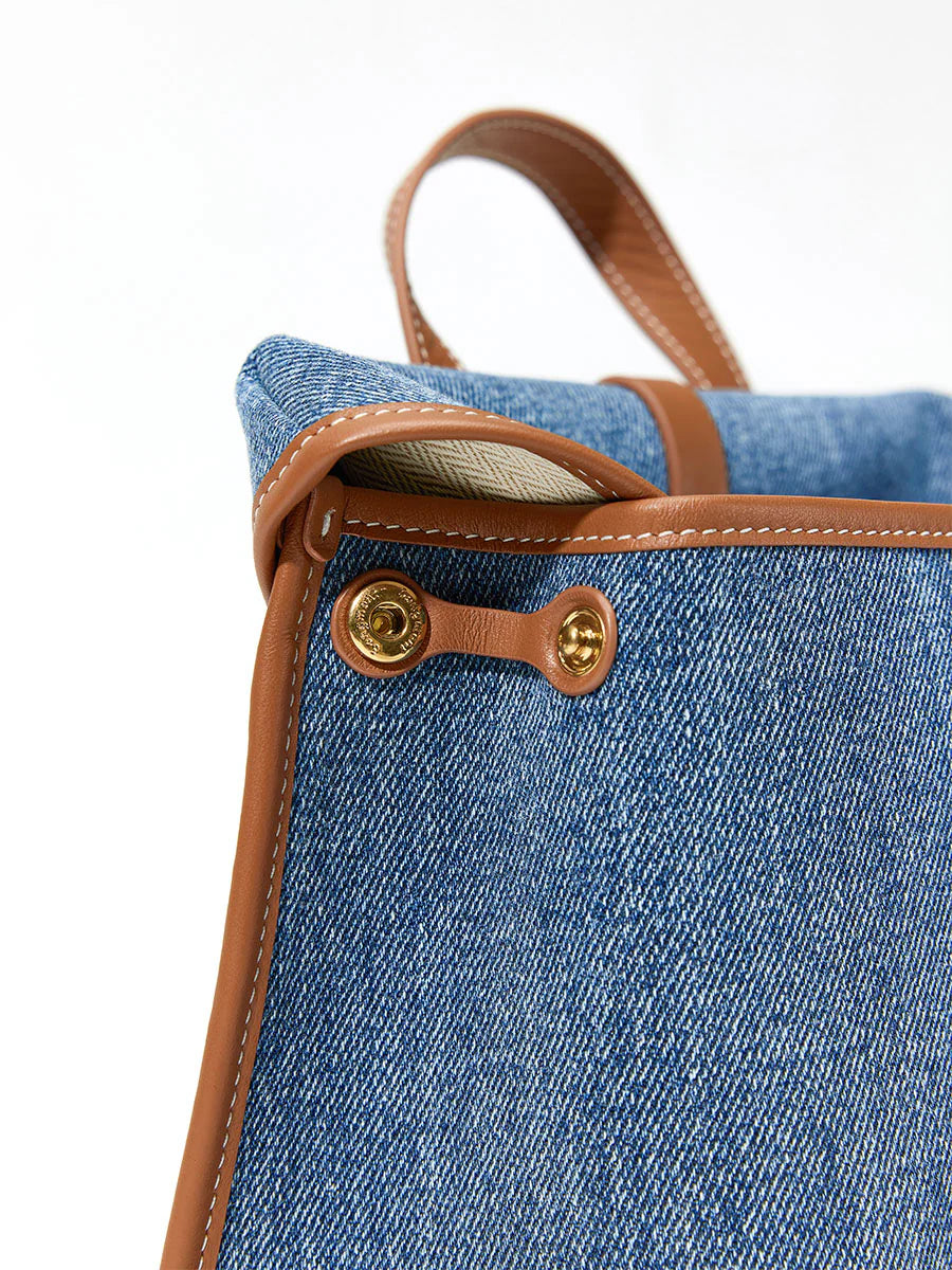 The Small Shan Satchel Bag - Denim