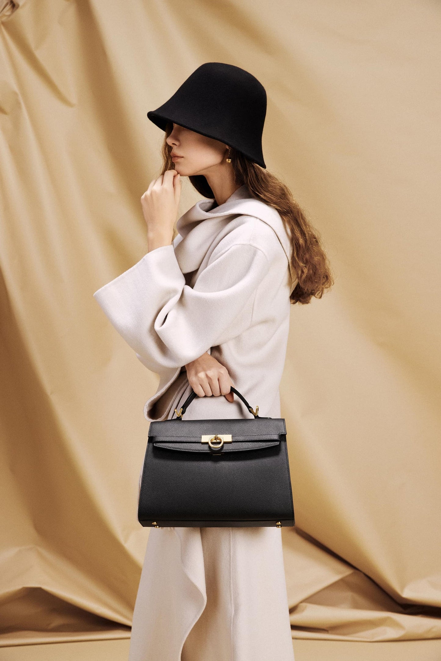 Grace Medium Top Handle Bag - Black