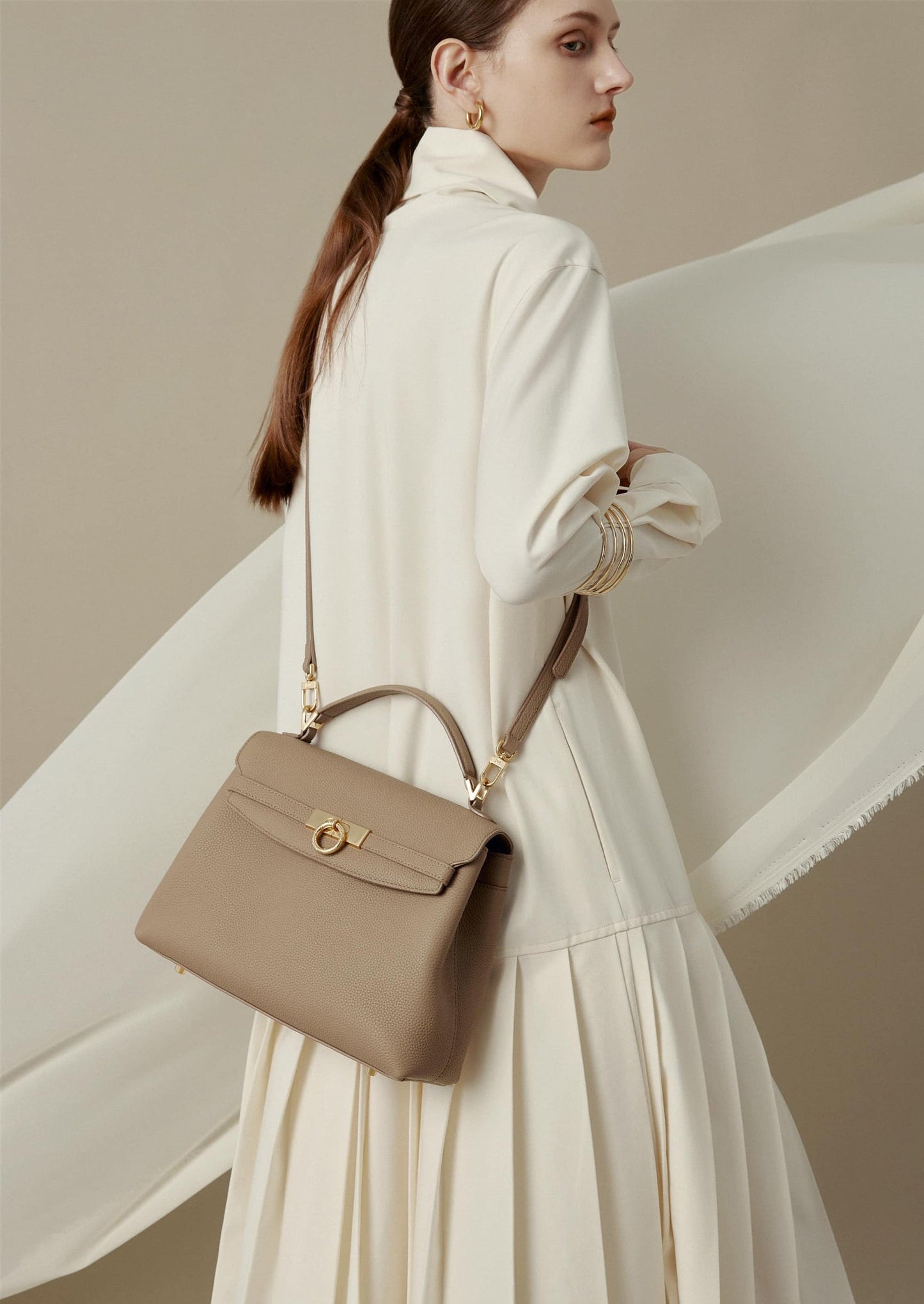 Grace Medium Soft Top Handle Bag - Taupe
