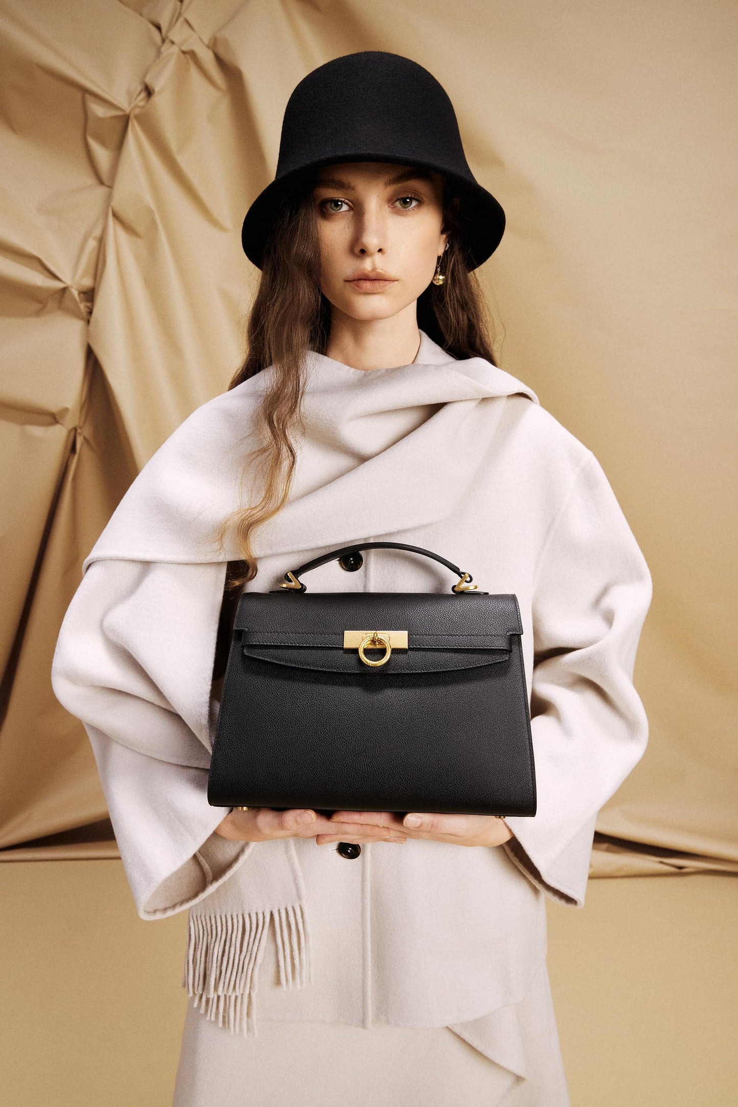 Grace Medium Top Handle Bag - Black