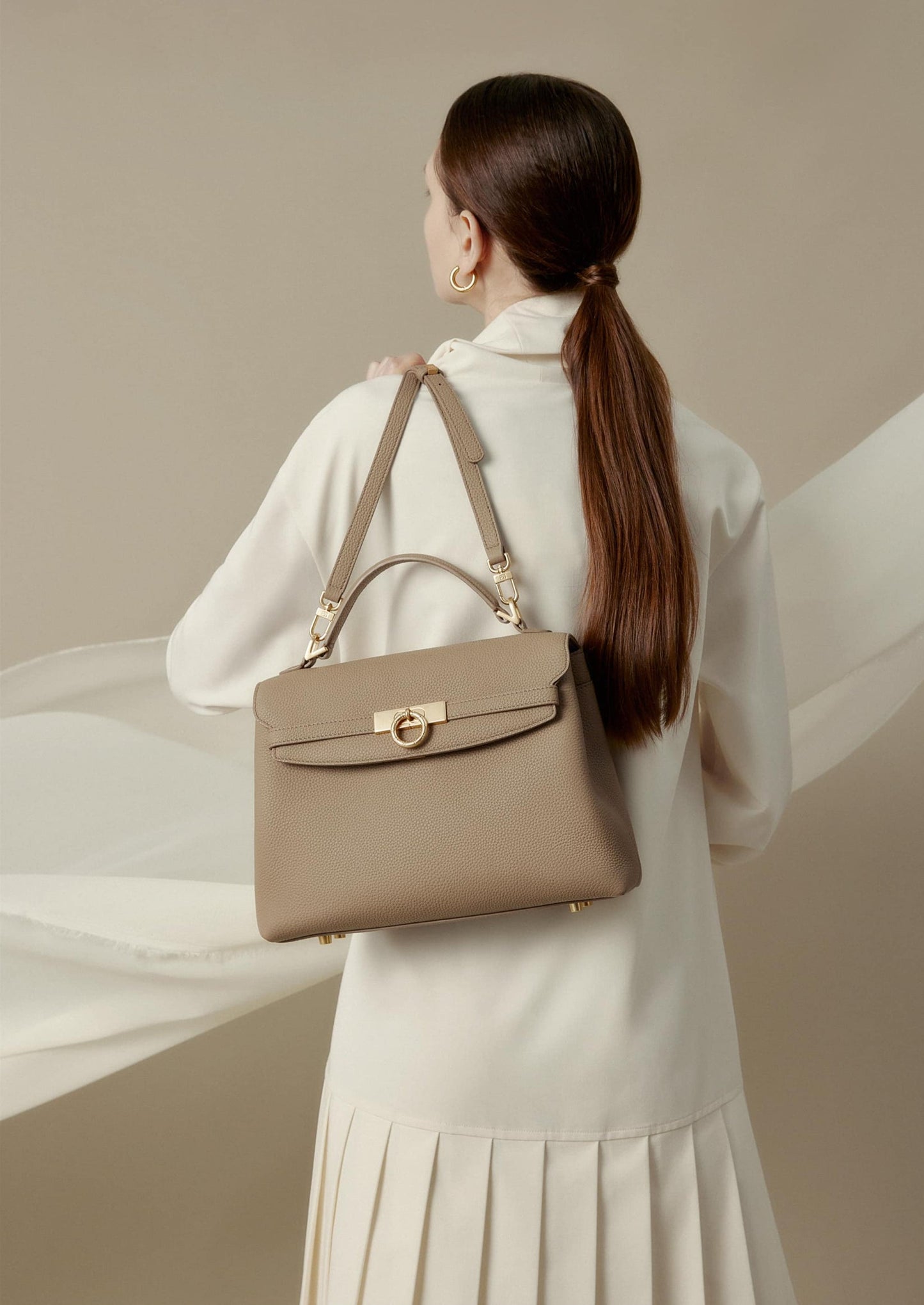 Grace Medium Soft Top Handle Bag - Taupe