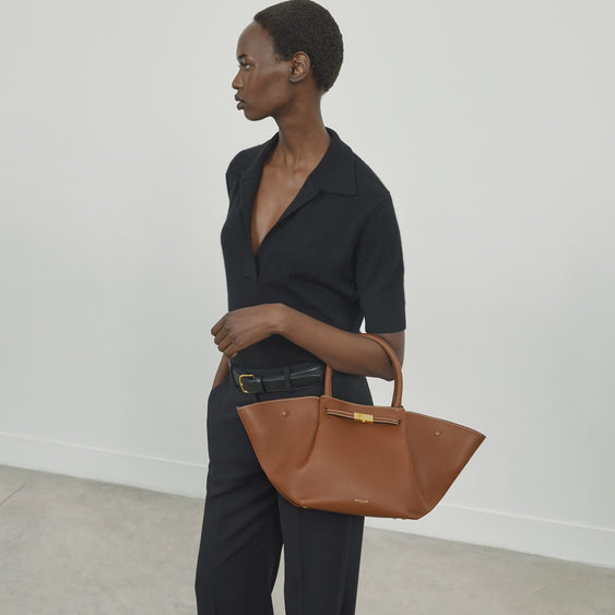 Demellier The Midi New York - Tan Small Grain Ecru Stitching