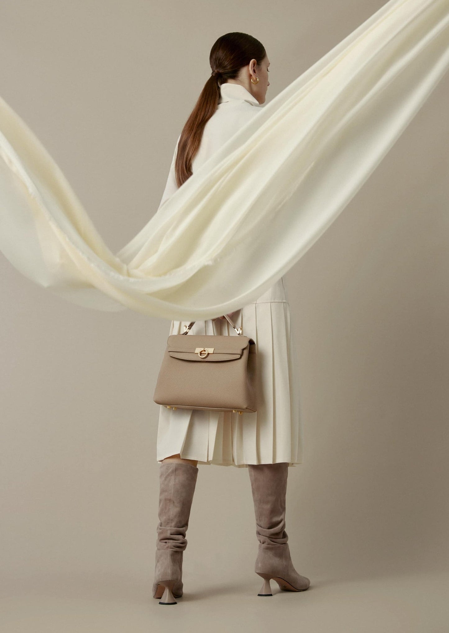 Grace Medium Soft Top Handle Bag - Taupe