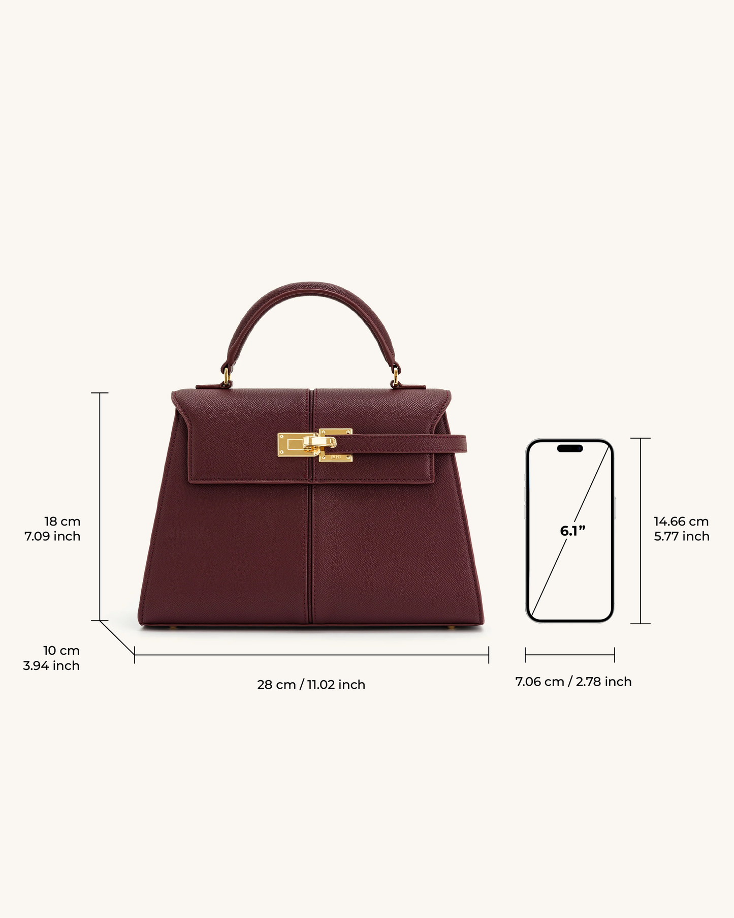 JW PEI Pink Elise Large Top Handle Bag - Claret