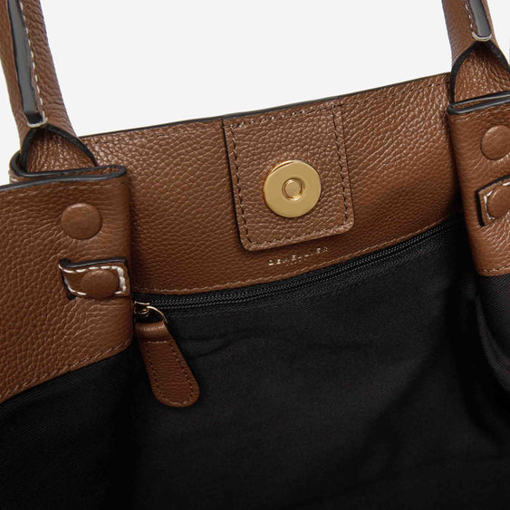 Demellier The Midi New York - Tan Small Grain Ecru Stitching