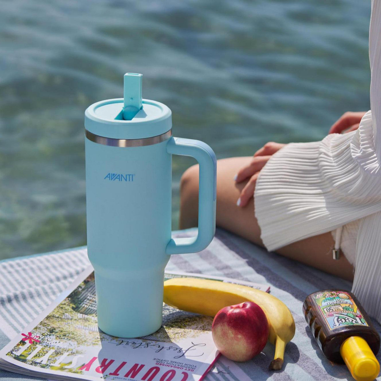 (READYSTOCK) Avanti HydroQuench Insulated Tumbler with Two Lids, 1L - Sea Breeze Blue