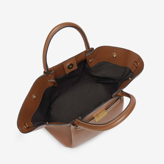 Demellier The Midi New York - Tan Small Grain Ecru Stitching
