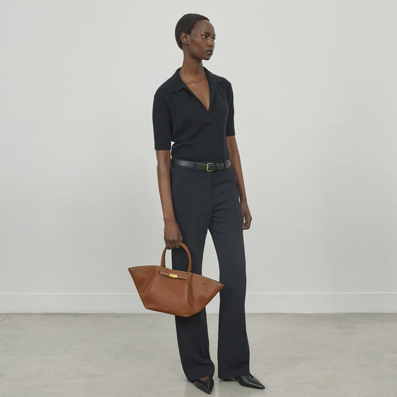 Demellier The Midi New York - Tan Small Grain Ecru Stitching