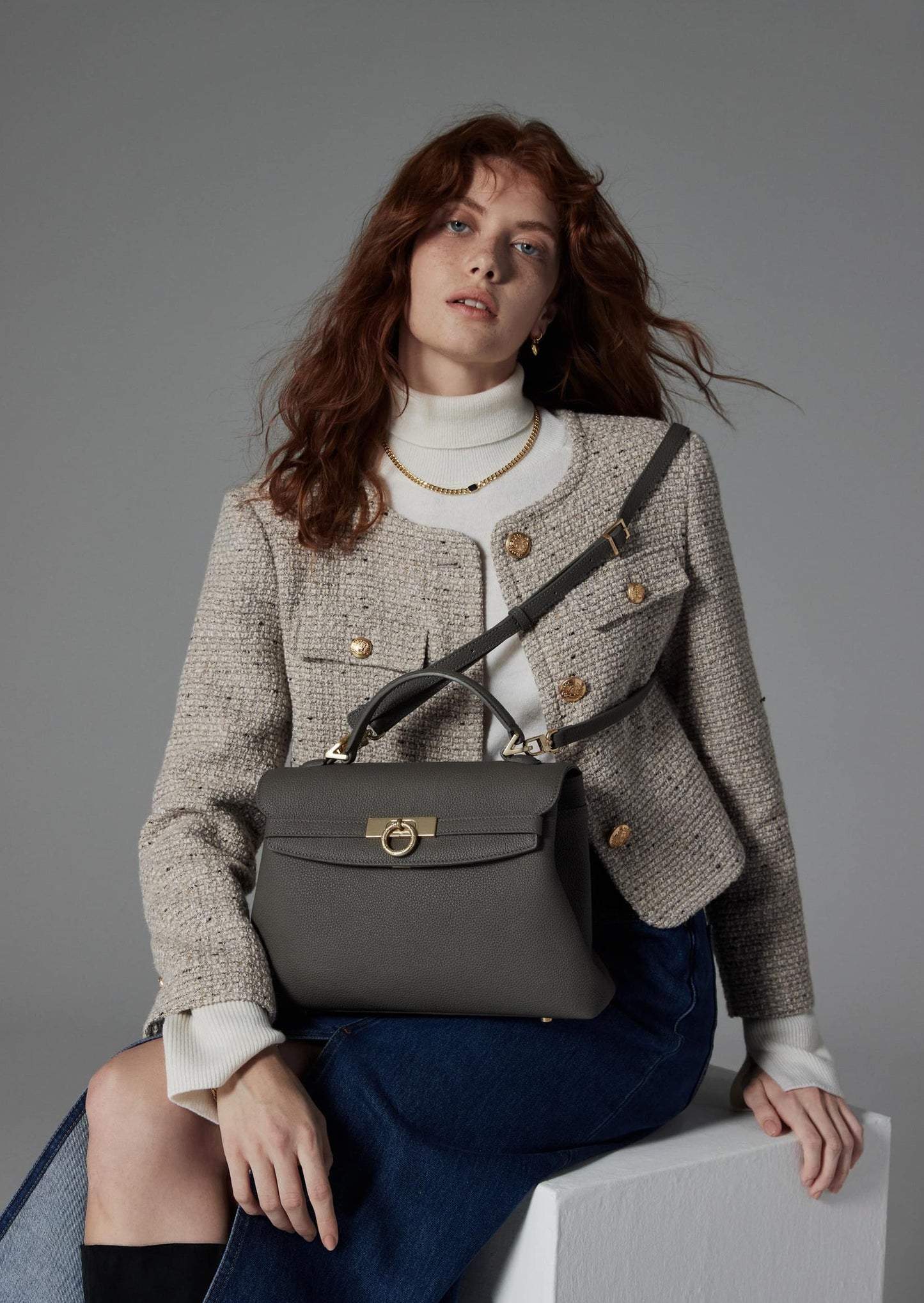 Grace Medium Soft Top Handle Bag - Parisian Grey