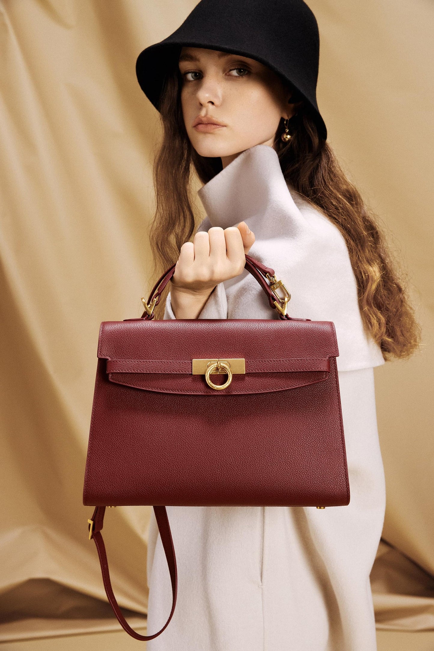 Grace Medium Top Handle Bag - Burgundy