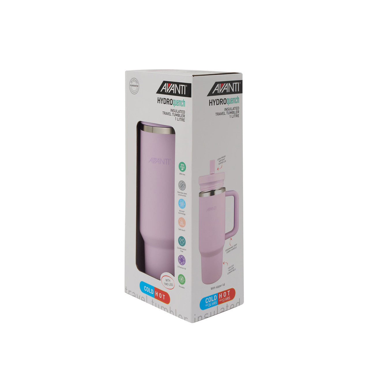 (READYSTOCK) Avanti HydroQuench Insulated Tumbler with Two Lids, 1L - Lilac