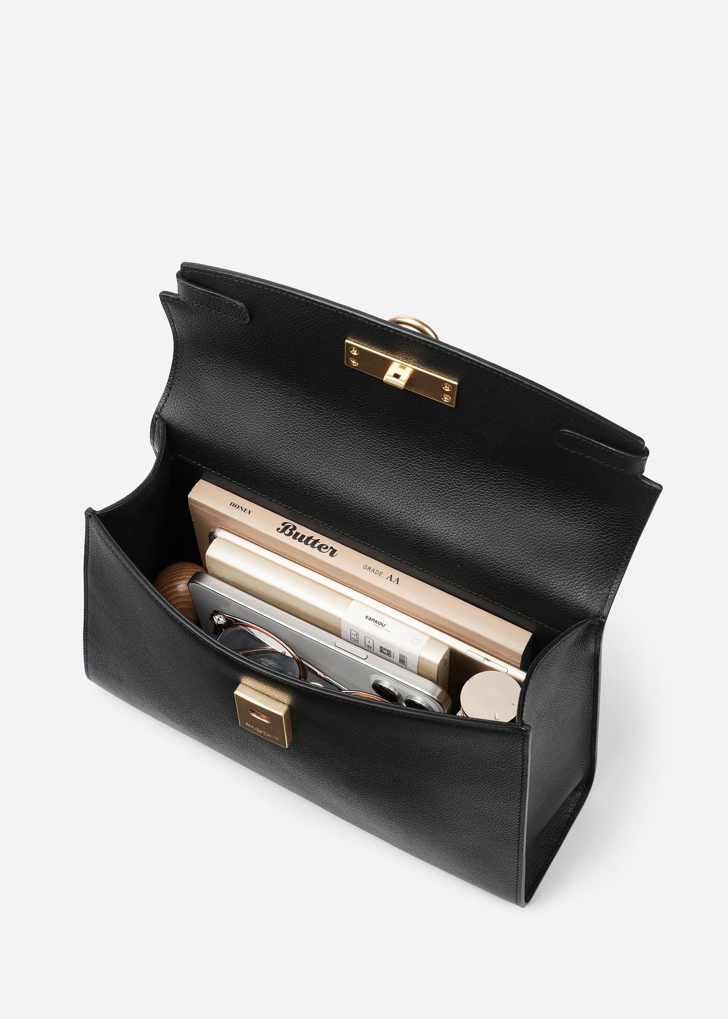 Grace Medium Top Handle Bag - Black