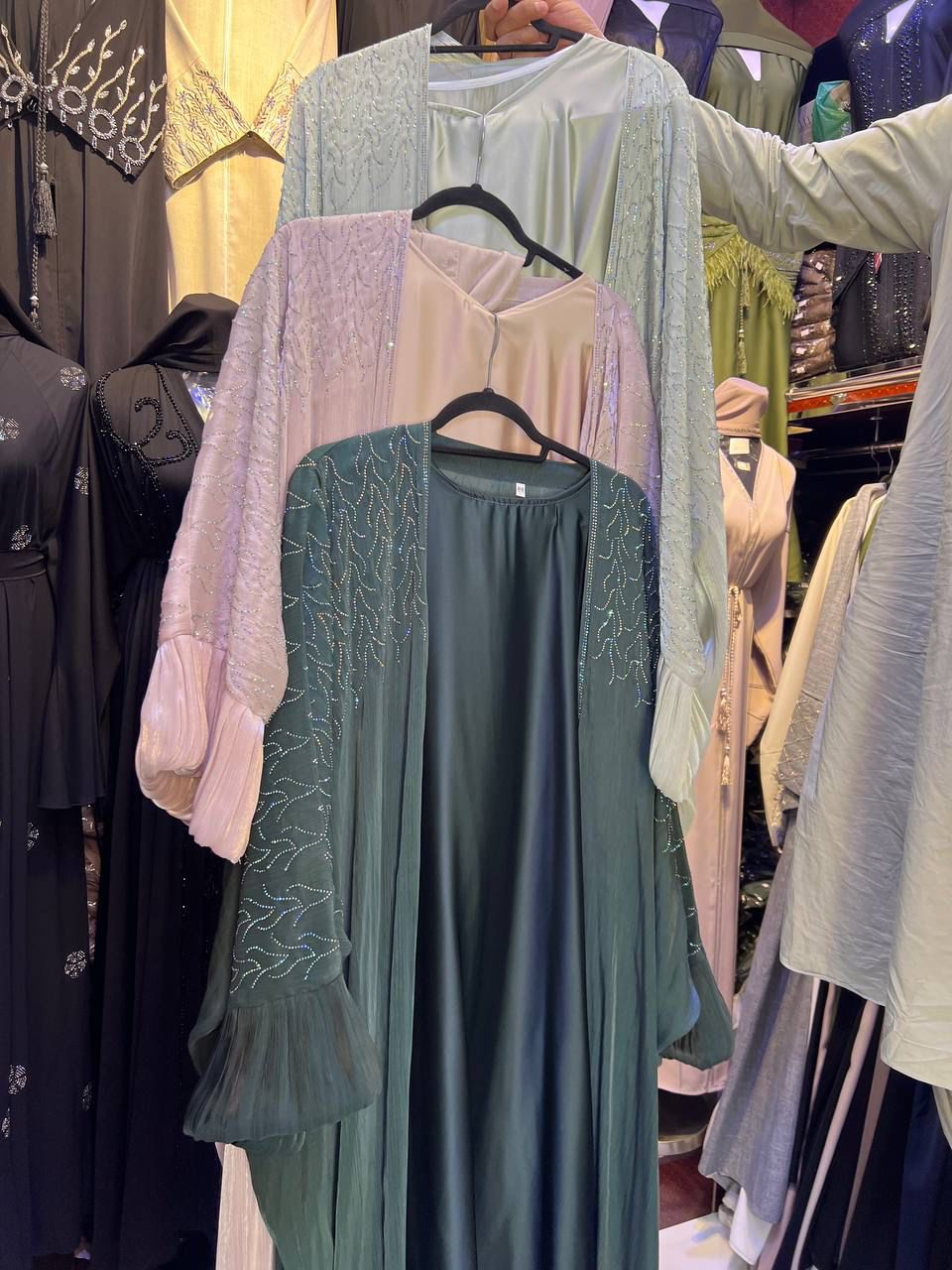 Jubah Dubai Sparkle - Mint Green