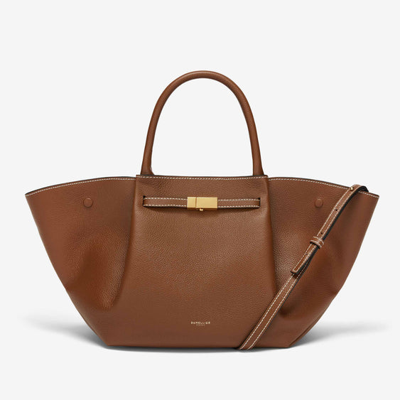 Demellier The Midi New York - Tan Small Grain Ecru Stitching