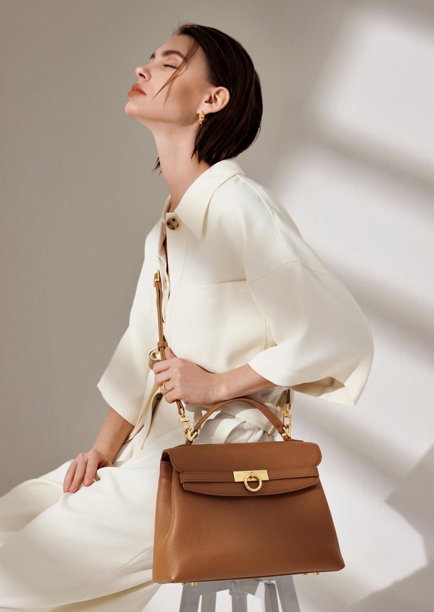 Grace Medium Soft Top Handle Bag - Brown