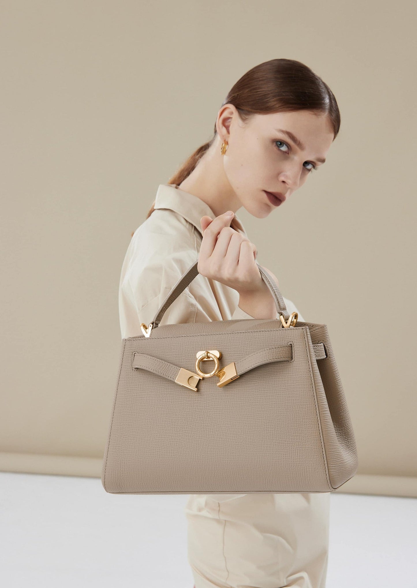 Madison Large Top Handle Bag - Taupe