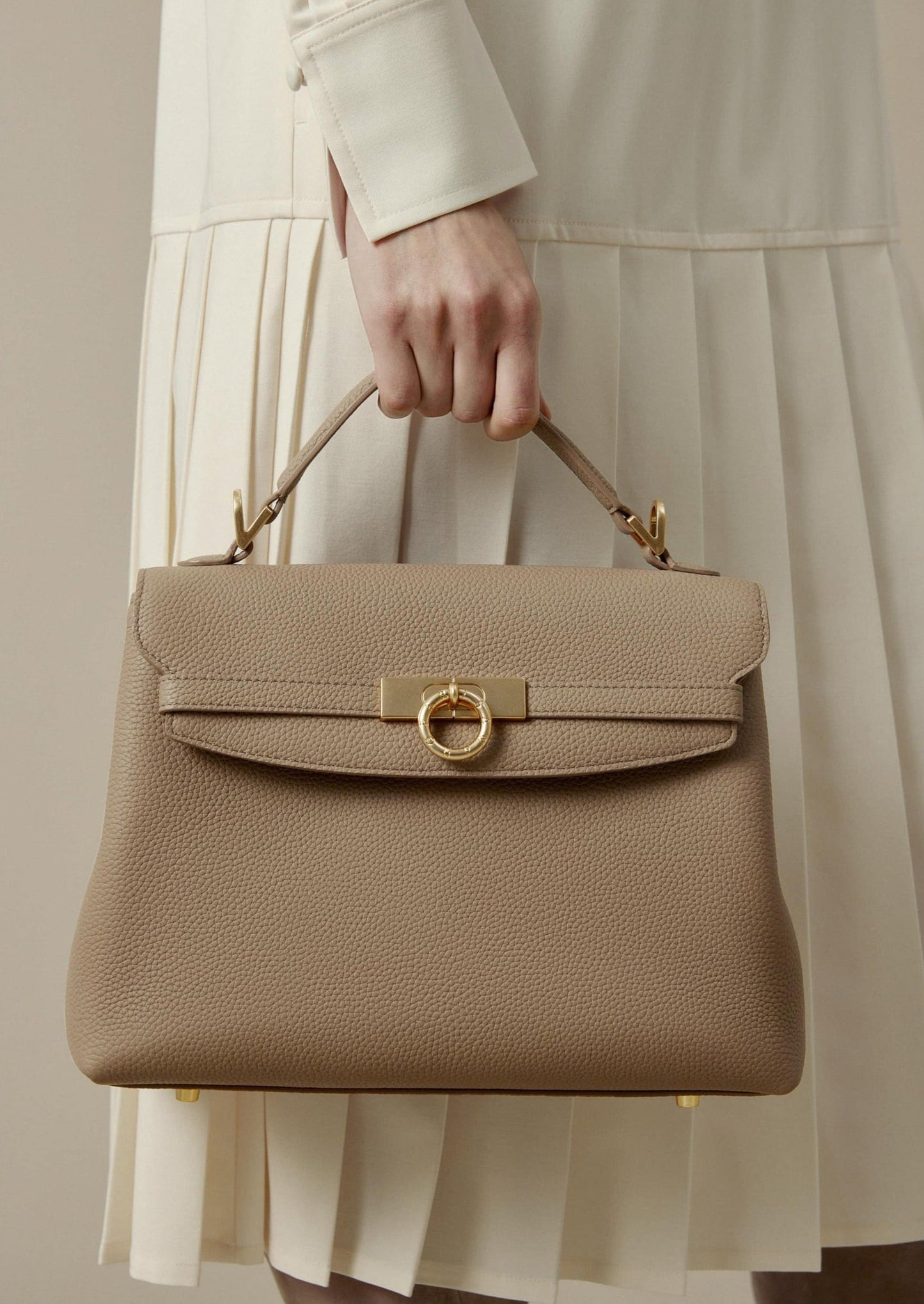 Grace Medium Soft Top Handle Bag - Taupe