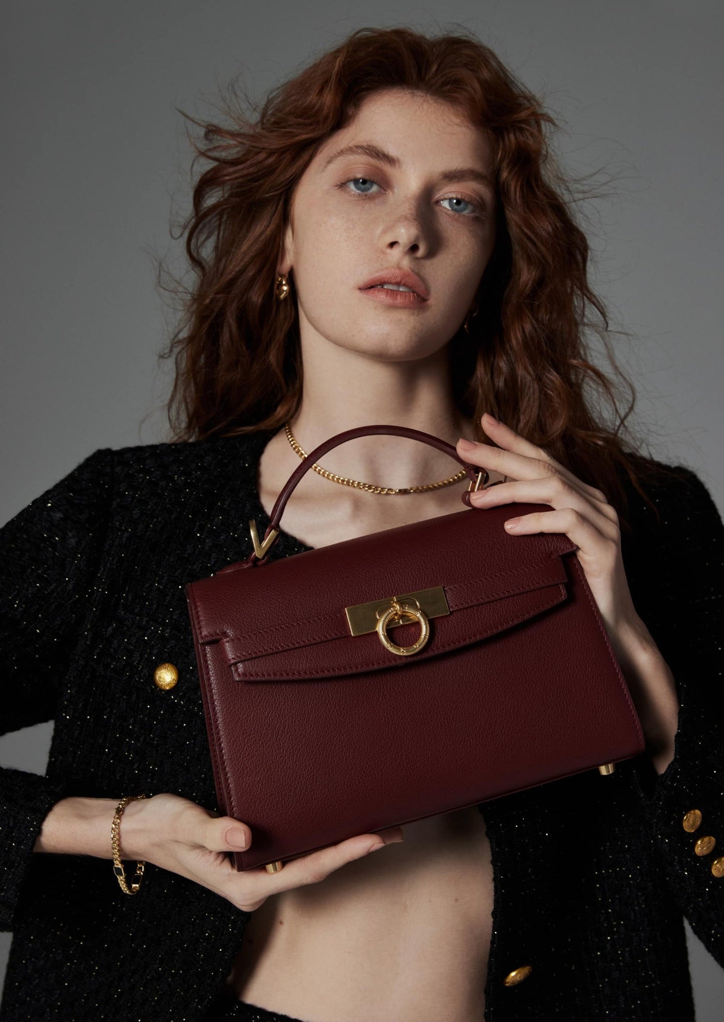 Grace Top Handle Bag Eve - Burgundy