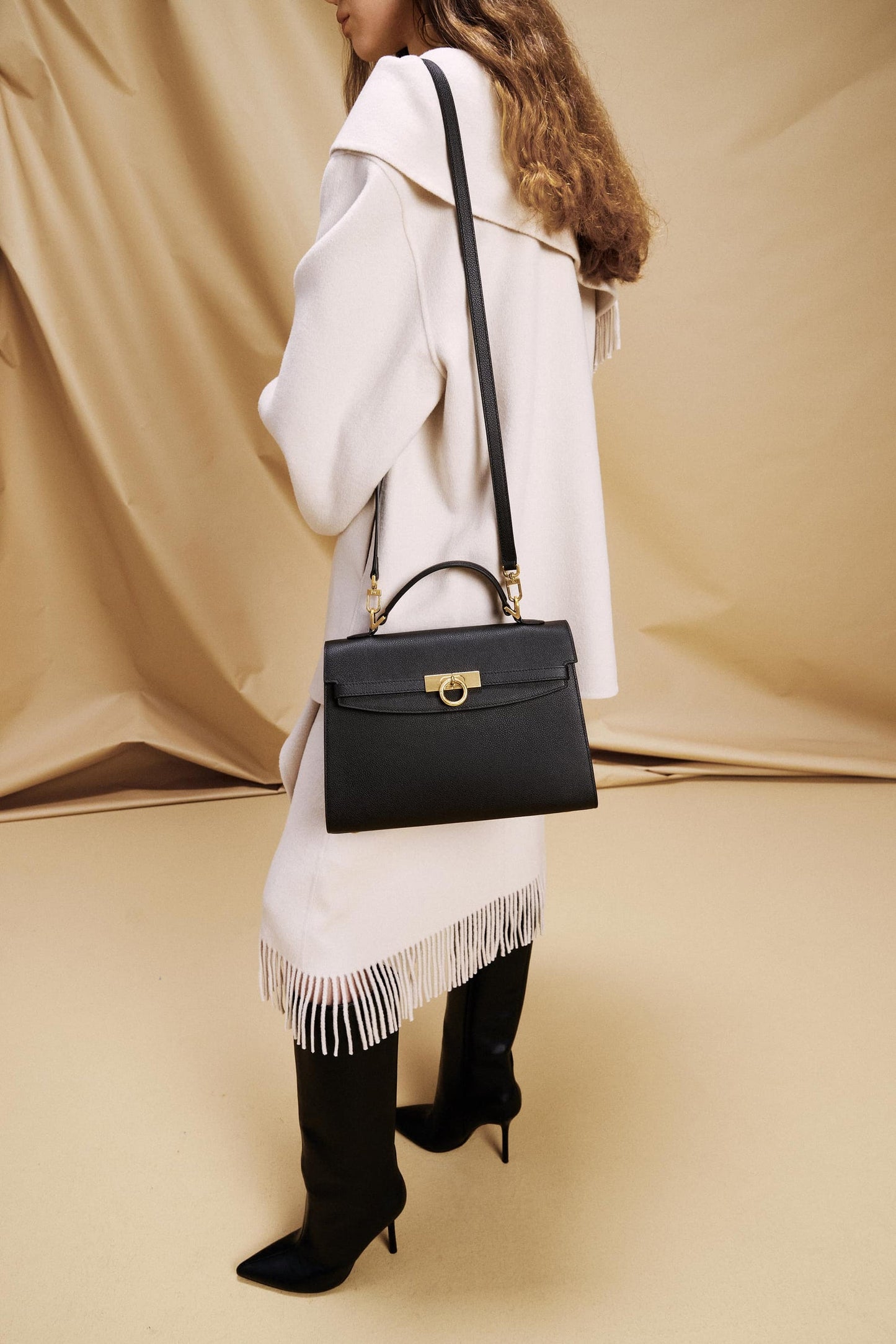 Grace Medium Top Handle Bag - Black
