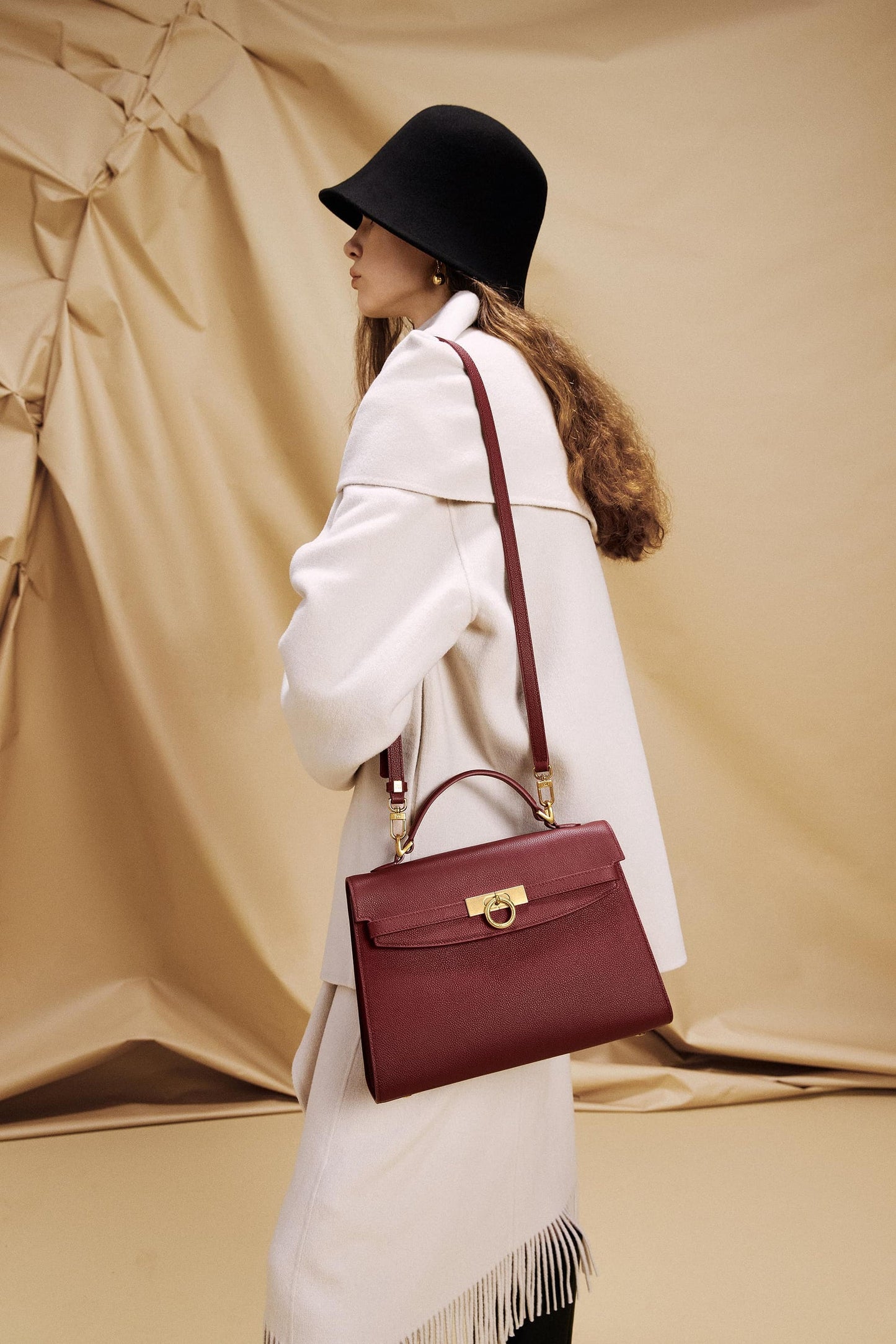 Grace Medium Top Handle Bag - Burgundy