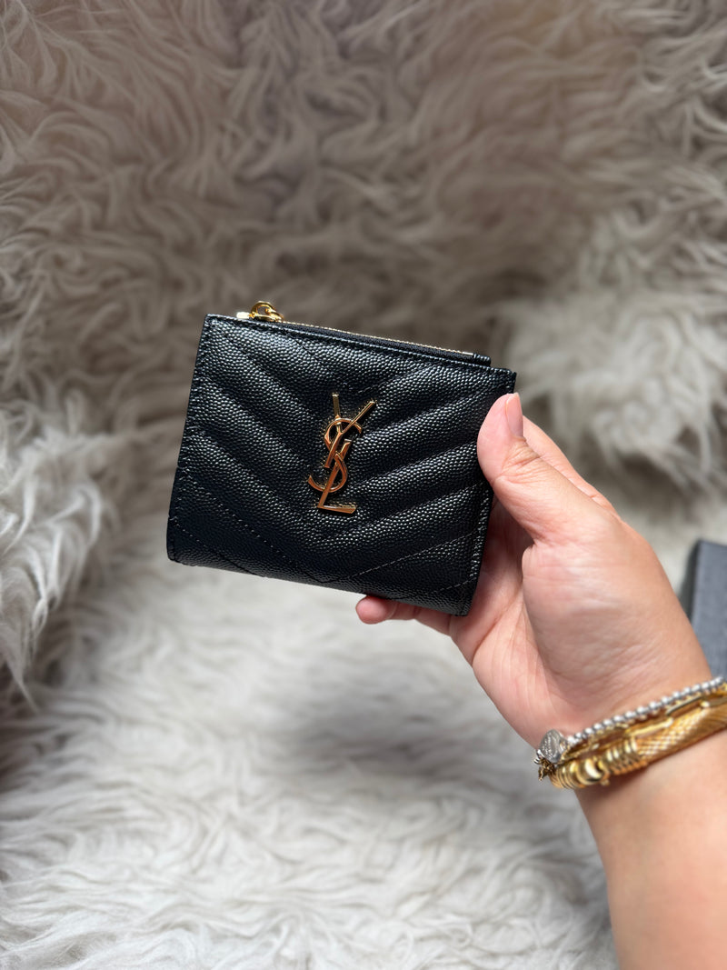 (Readystock) YSL BiFold Wallet in Grain - Black
