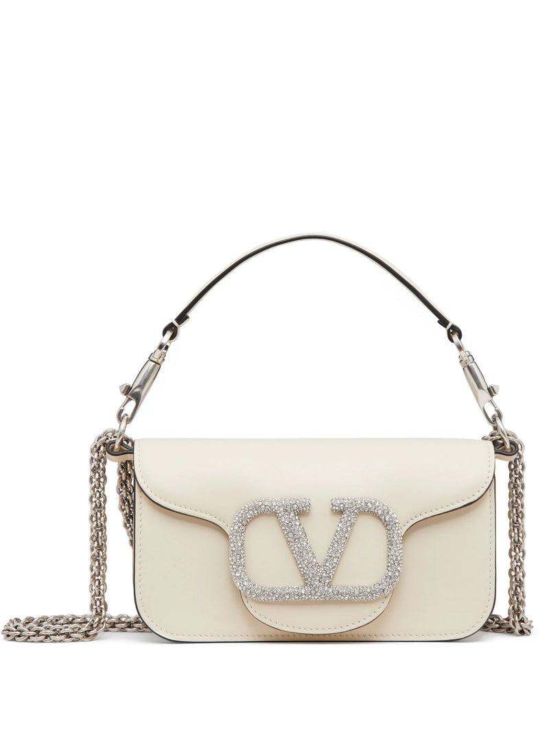 Valentino Garavani Small Locò Crystal - White
