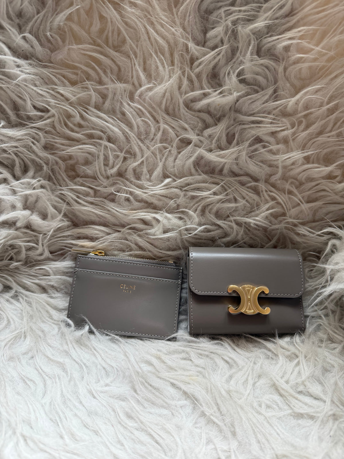(Readystock) Celine Compact Wallet - Triomphe in Shiny Calfskin Taupe
