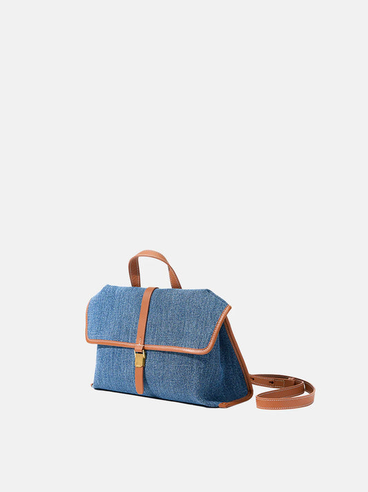 The Small Shan Satchel Bag - Denim