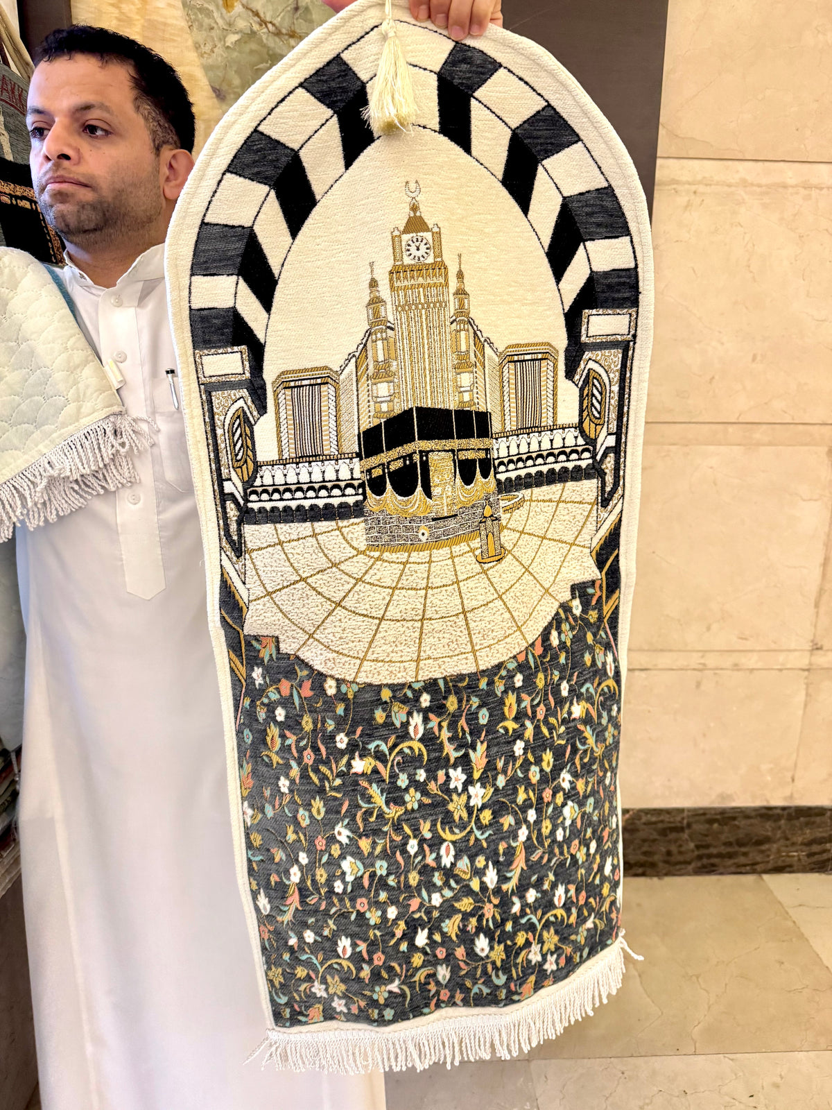 Sejadah Madinah Floral - Dark Blue