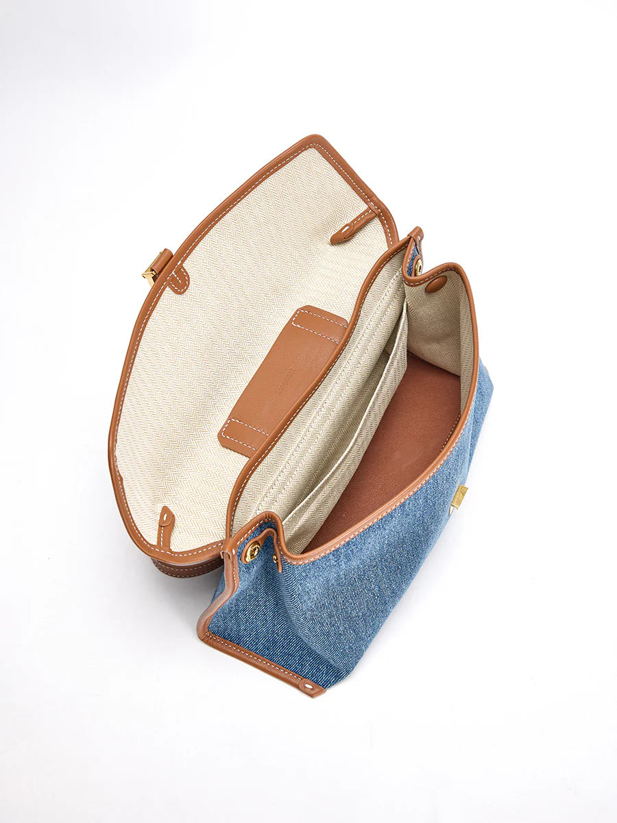 The Small Shan Satchel Bag - Denim