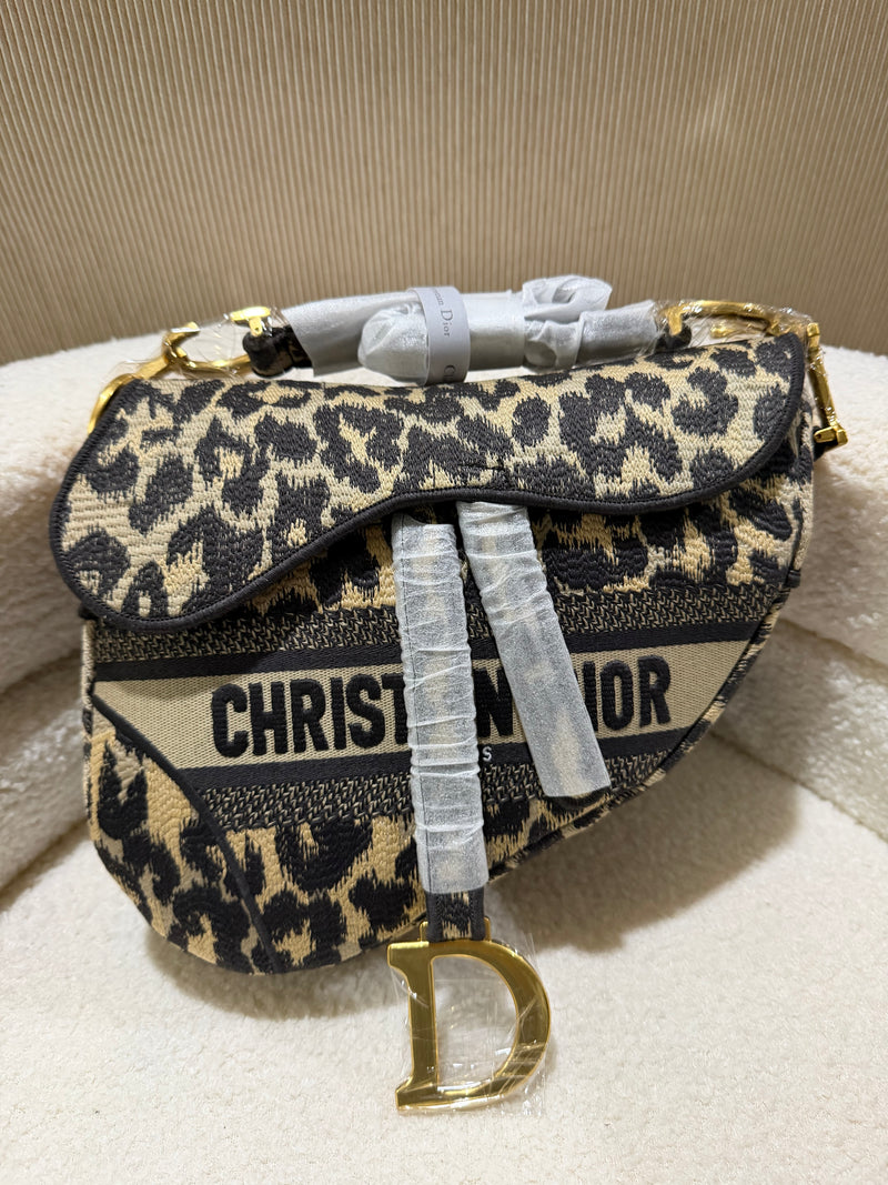 Dior Small Saddle Bag - Leopard Print Canvas