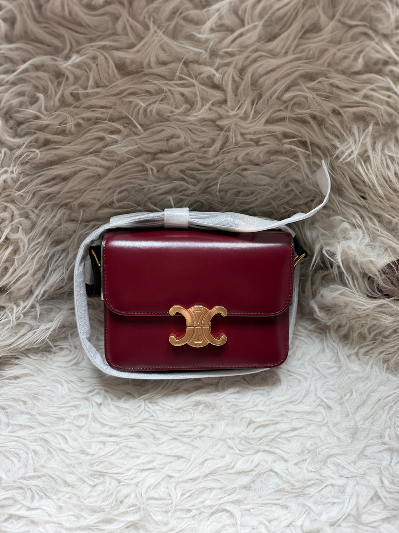 Celine Classique Teen Triomphe in Calfskin - BURGUNDY