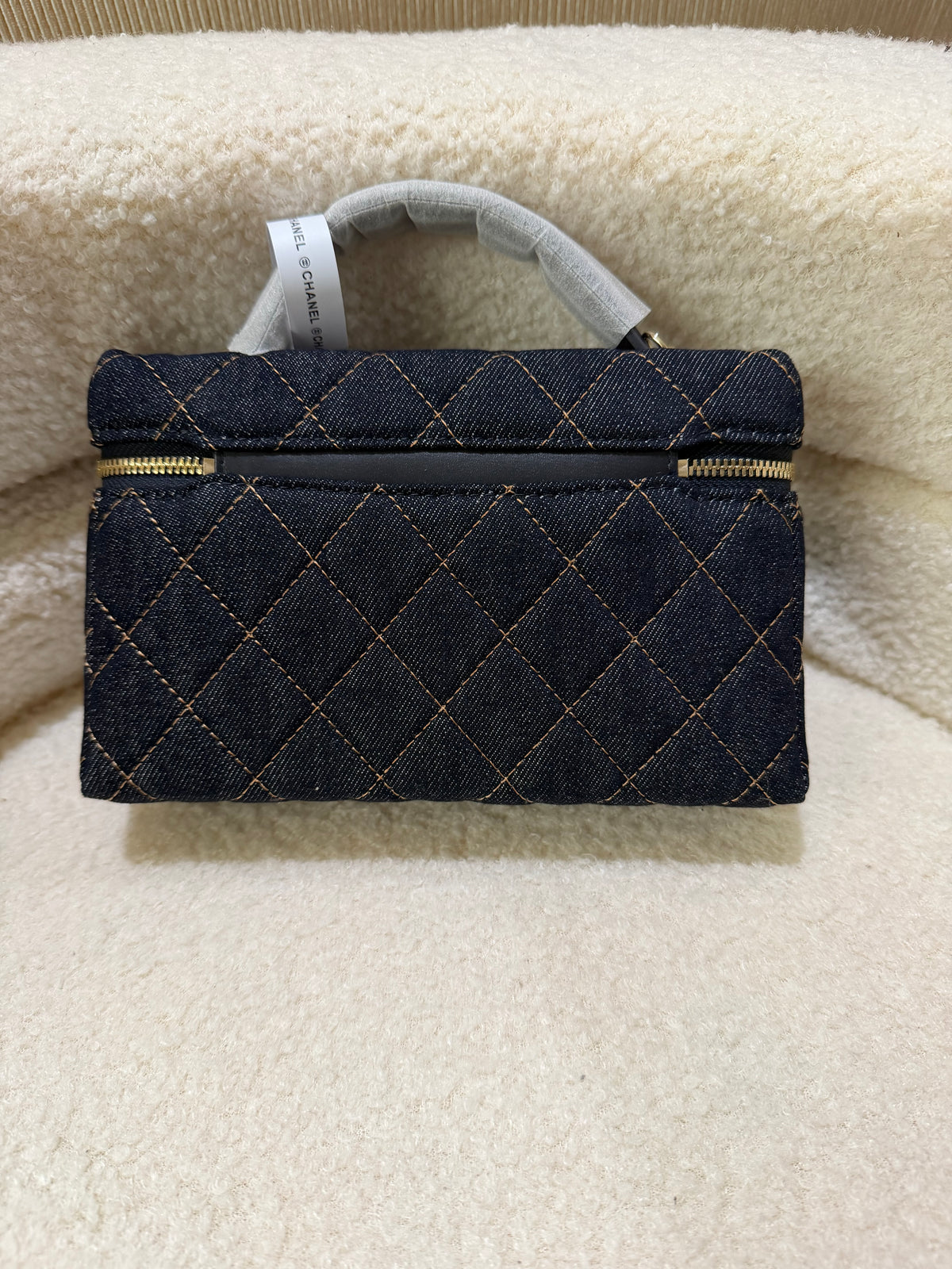 Chanel Denim Quilted Vanity with Chain - Dark Blue Denim