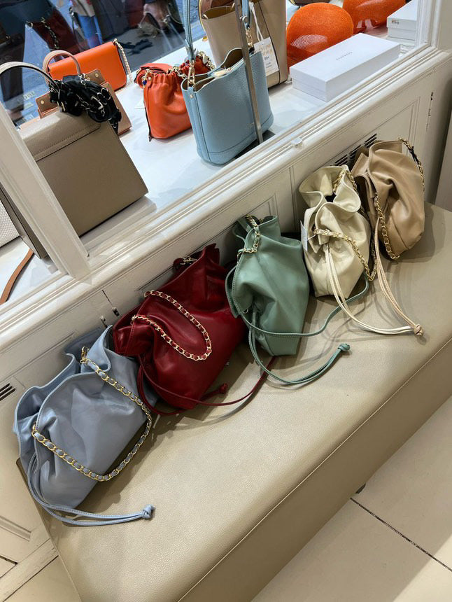 Italian Leather Bag - Cream