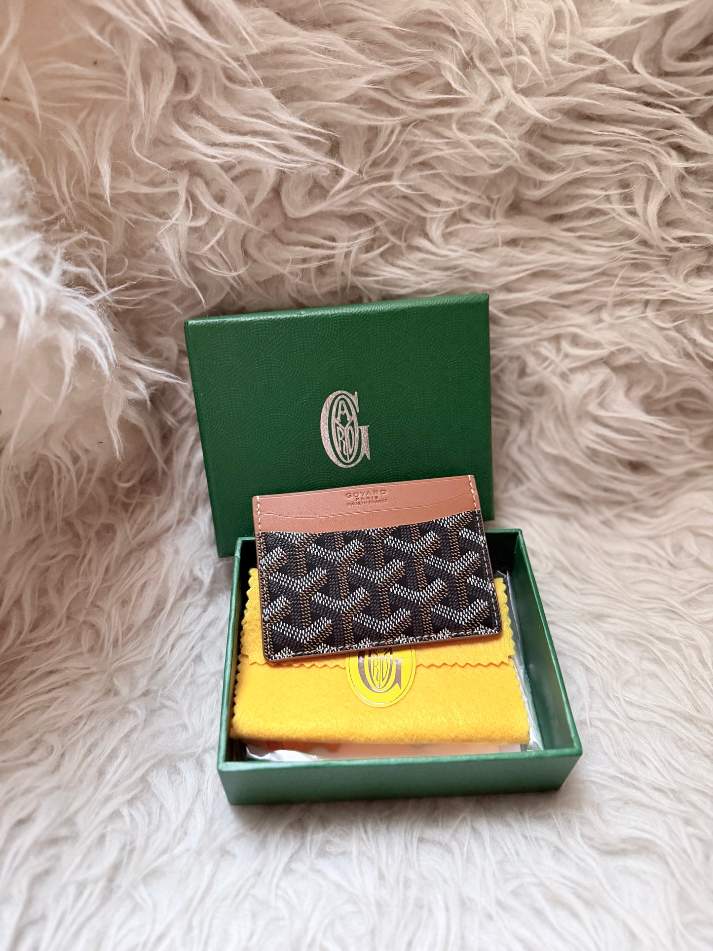 Goyard Card Holder - Black & Tan