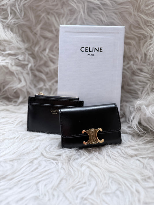 Celine Compact Wallet - Triomphe in Shiny Calfskin