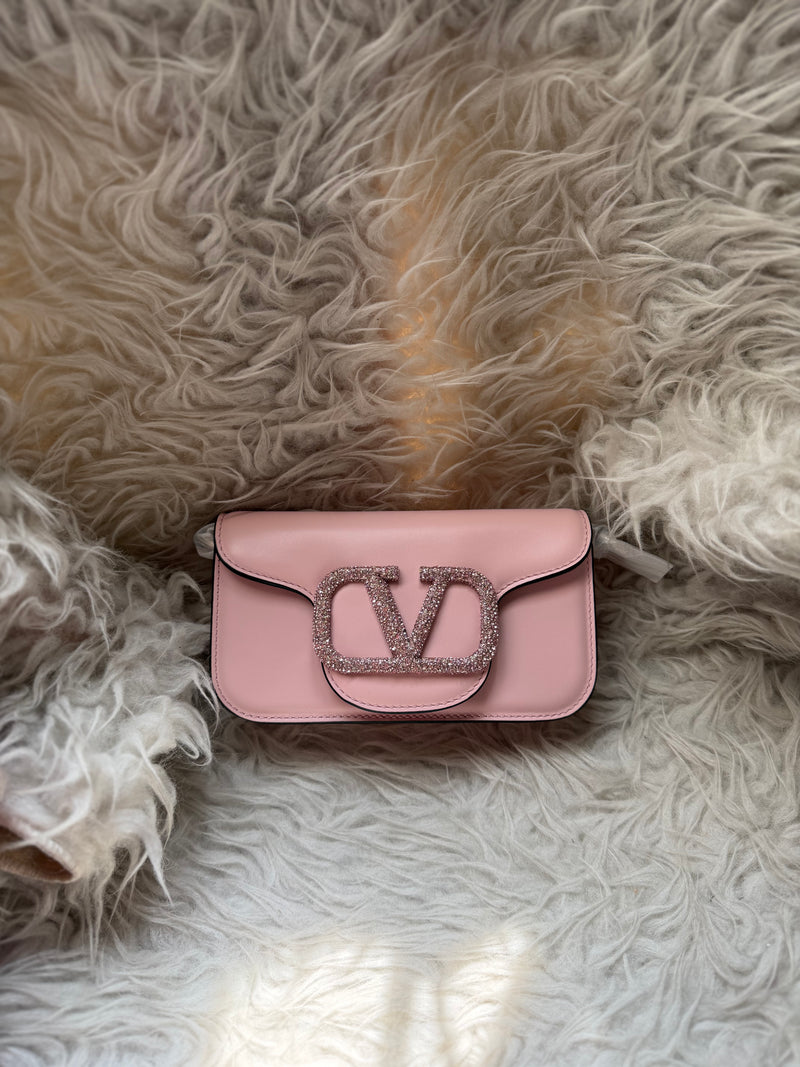 (Readystock) Valentino Garavani Small Locò Crystal - Pink