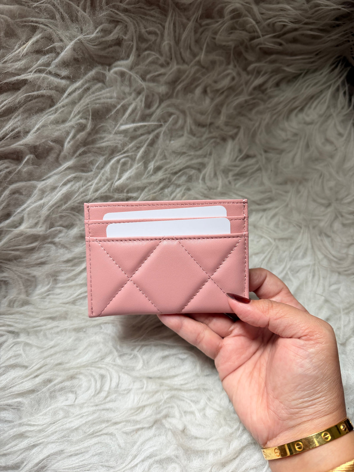 (Readystock) Chanel Quilted Lambskin Card Holder - Pink