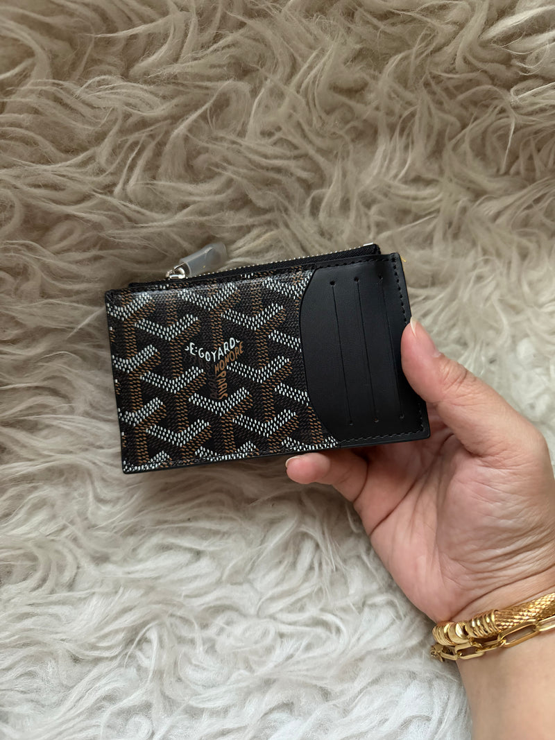 (Readystock) Goyard Bourbon Zipped Card Holder by- Black