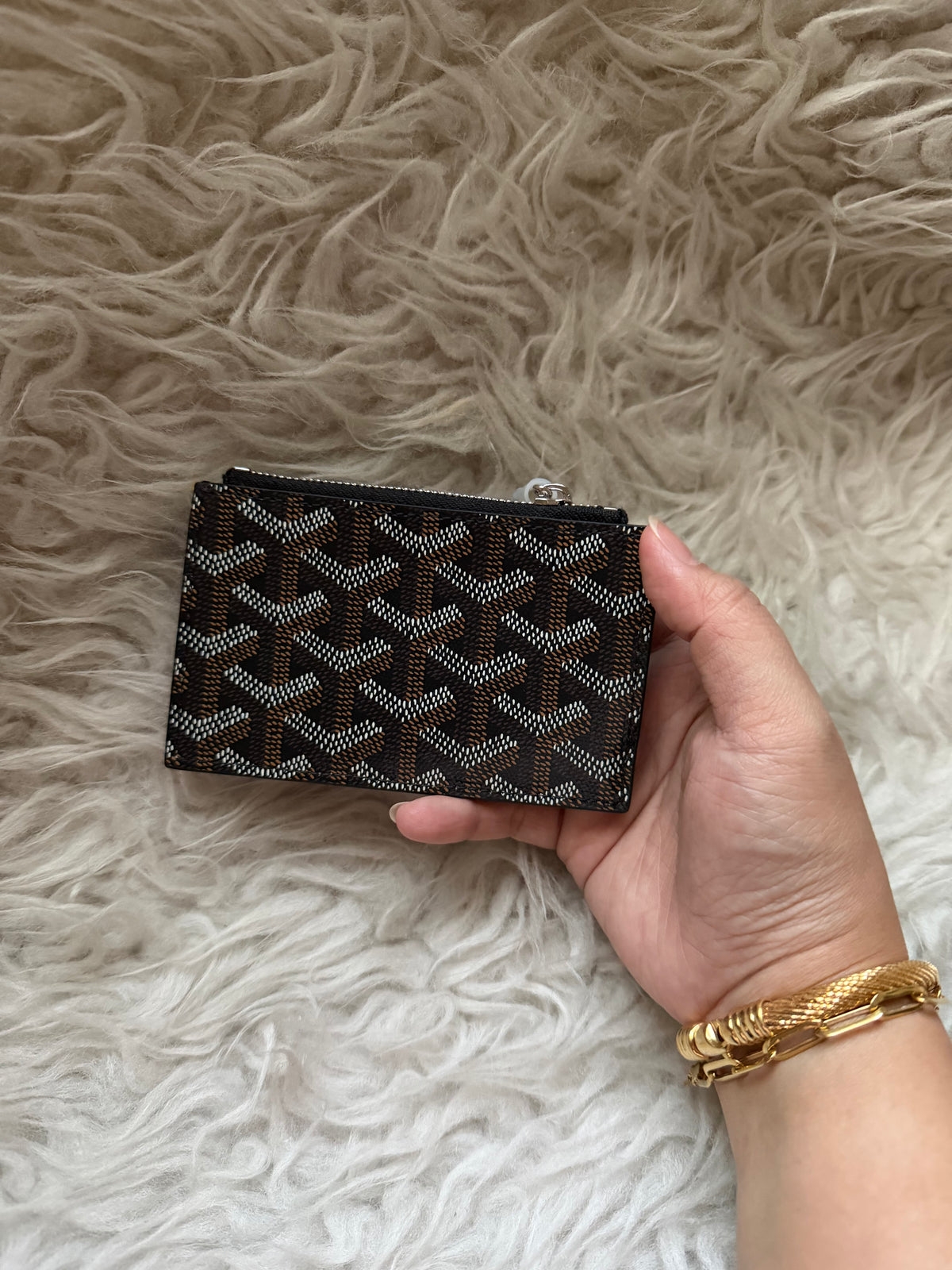 (Readystock) Goyard Bourbon Zipped Card Holder by- Black