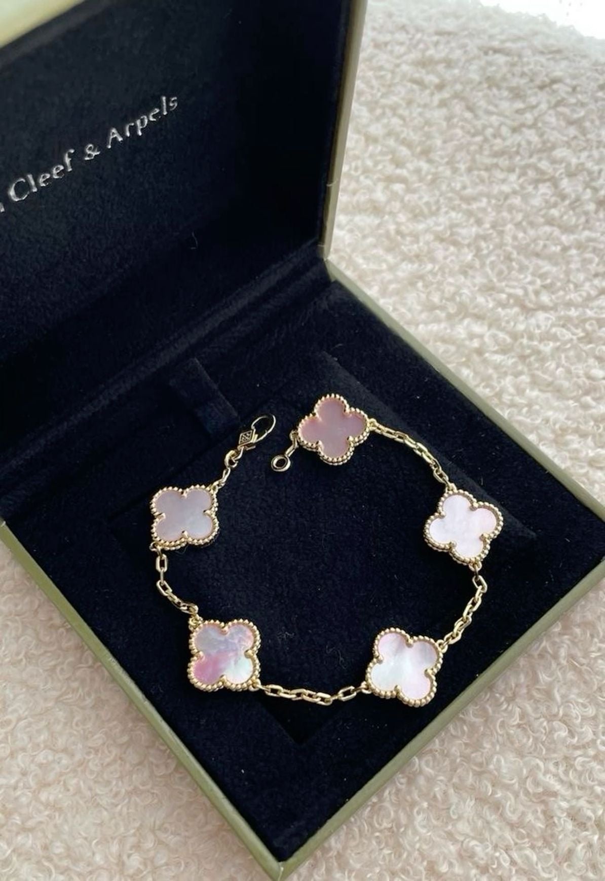 (Readystock) Van Cleef Arpels Vintage Alhambra Bracelet - Mother of Pearl, Pink & White