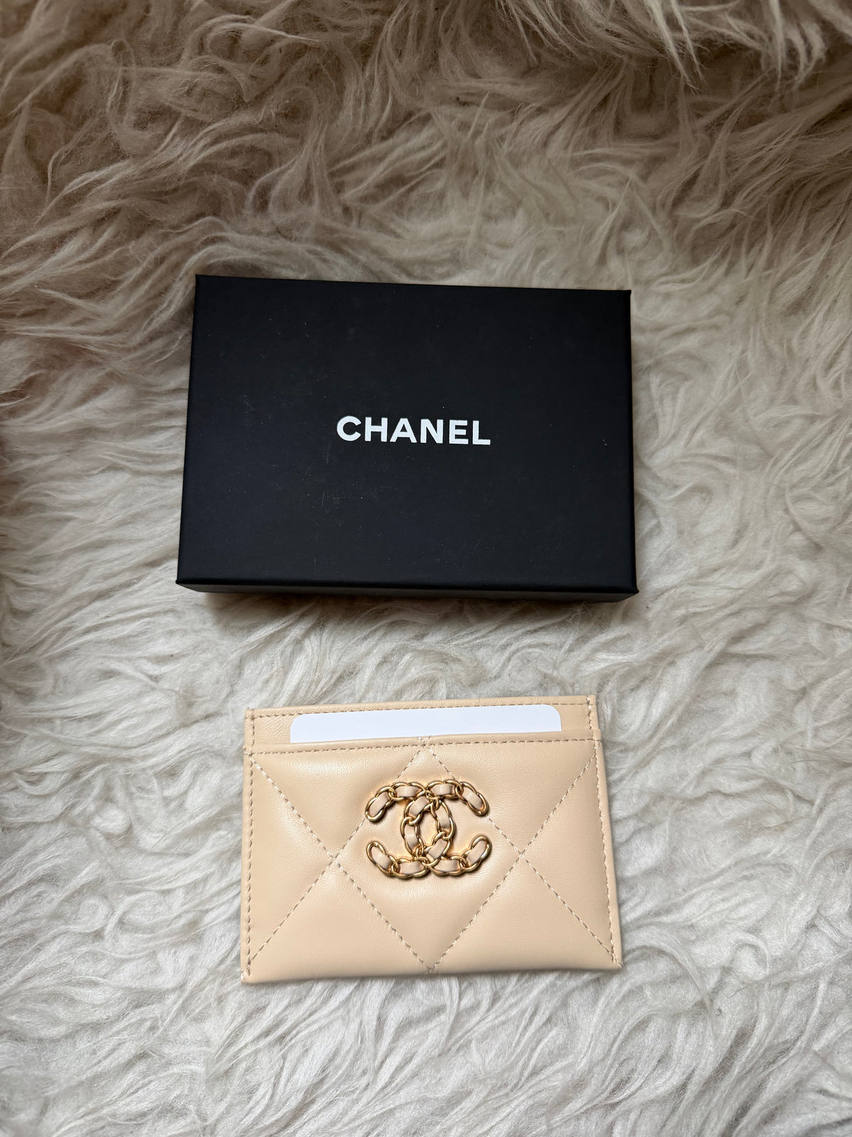 (Readystock) Chanel Quilted Lambskin Card Holder - Beige