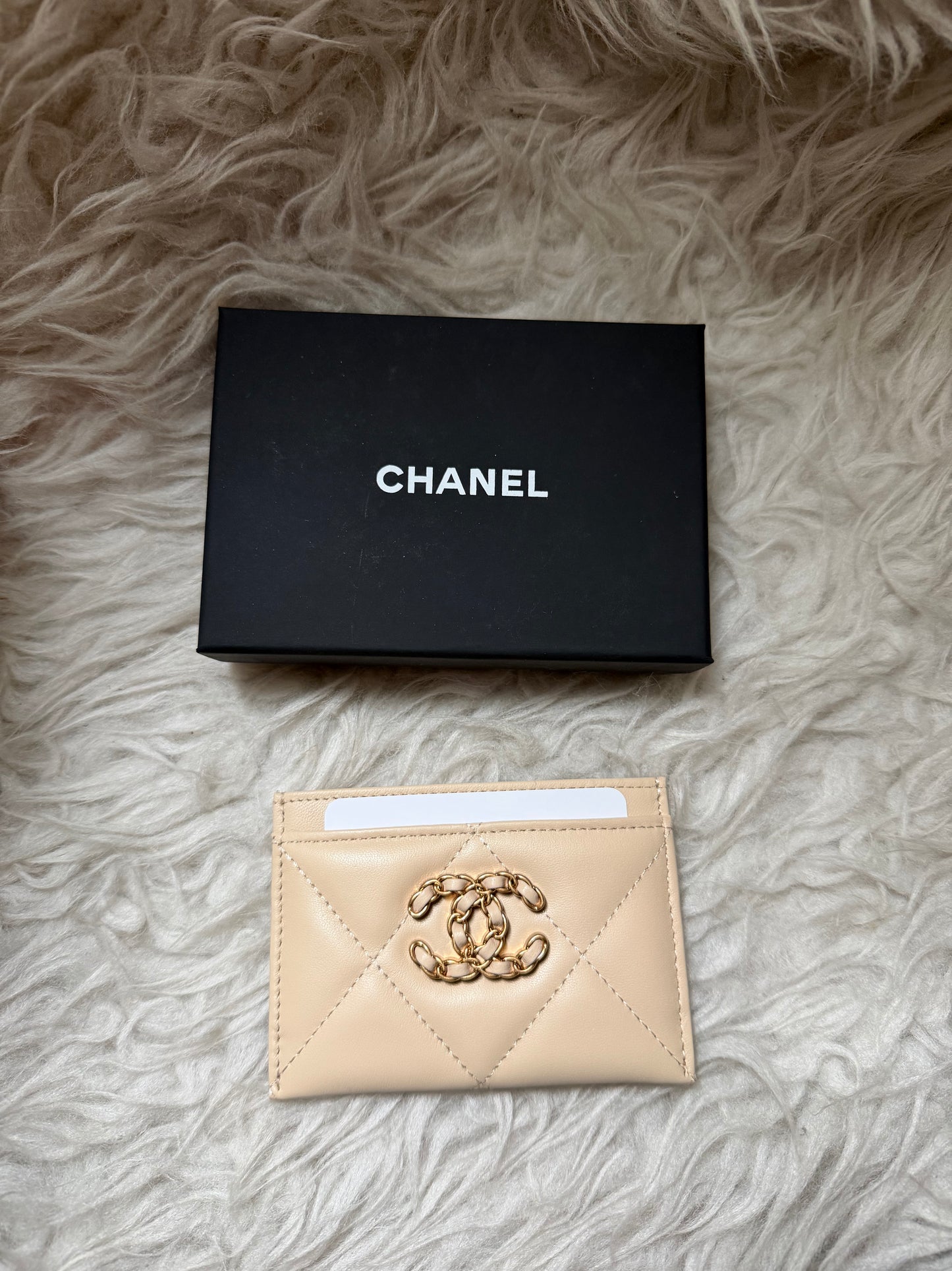 (Readystock) Chanel Quilted Lambskin Card Holder - Beige
