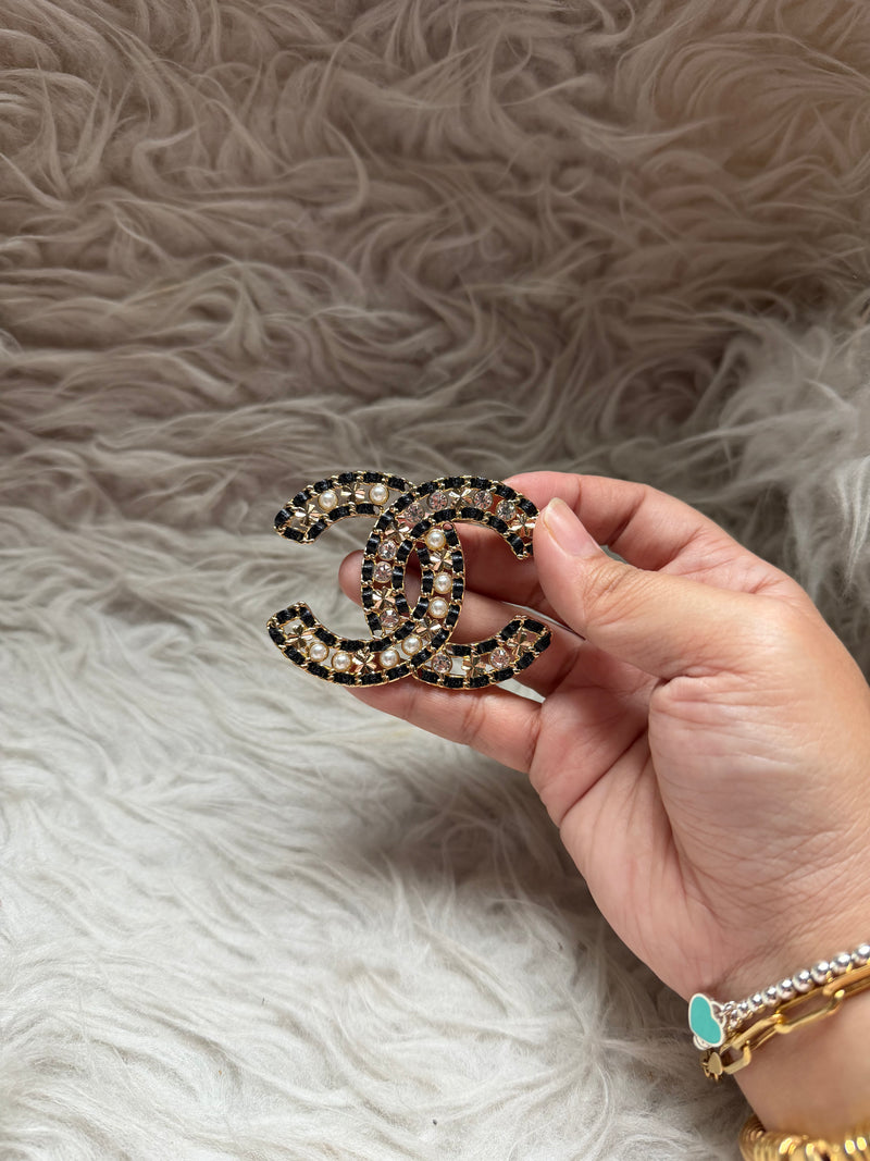 Chanel Brooch - Black Sparkly