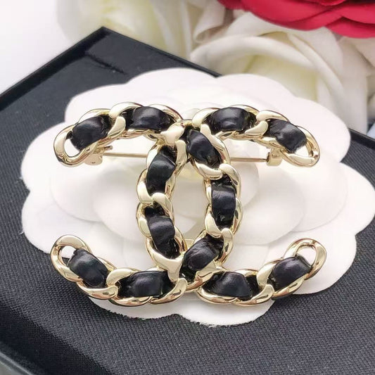 (Readystock) Chanel Brooch - Black Leather