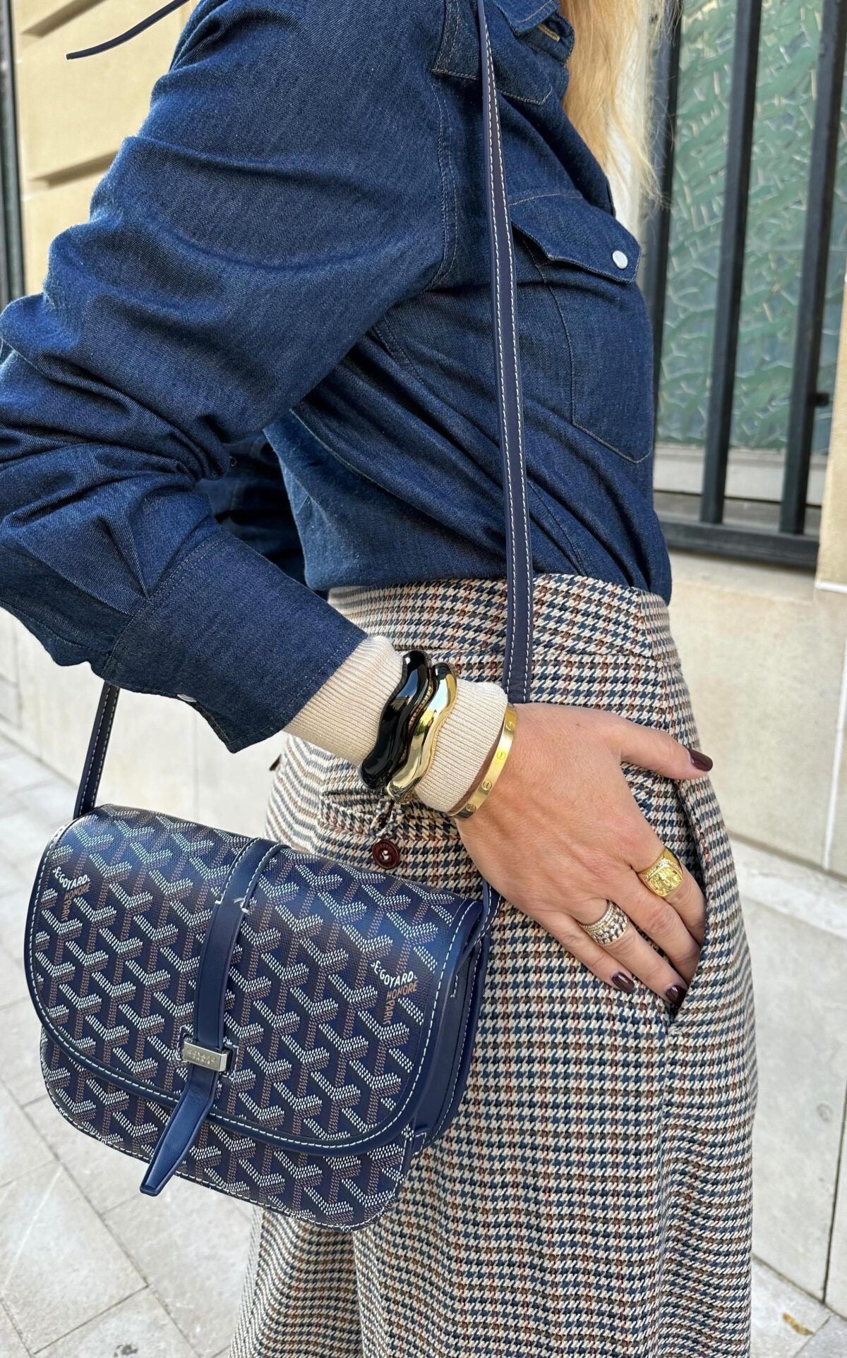 (Readystock)Goyard Belvedere PM Bag - Navy Blue