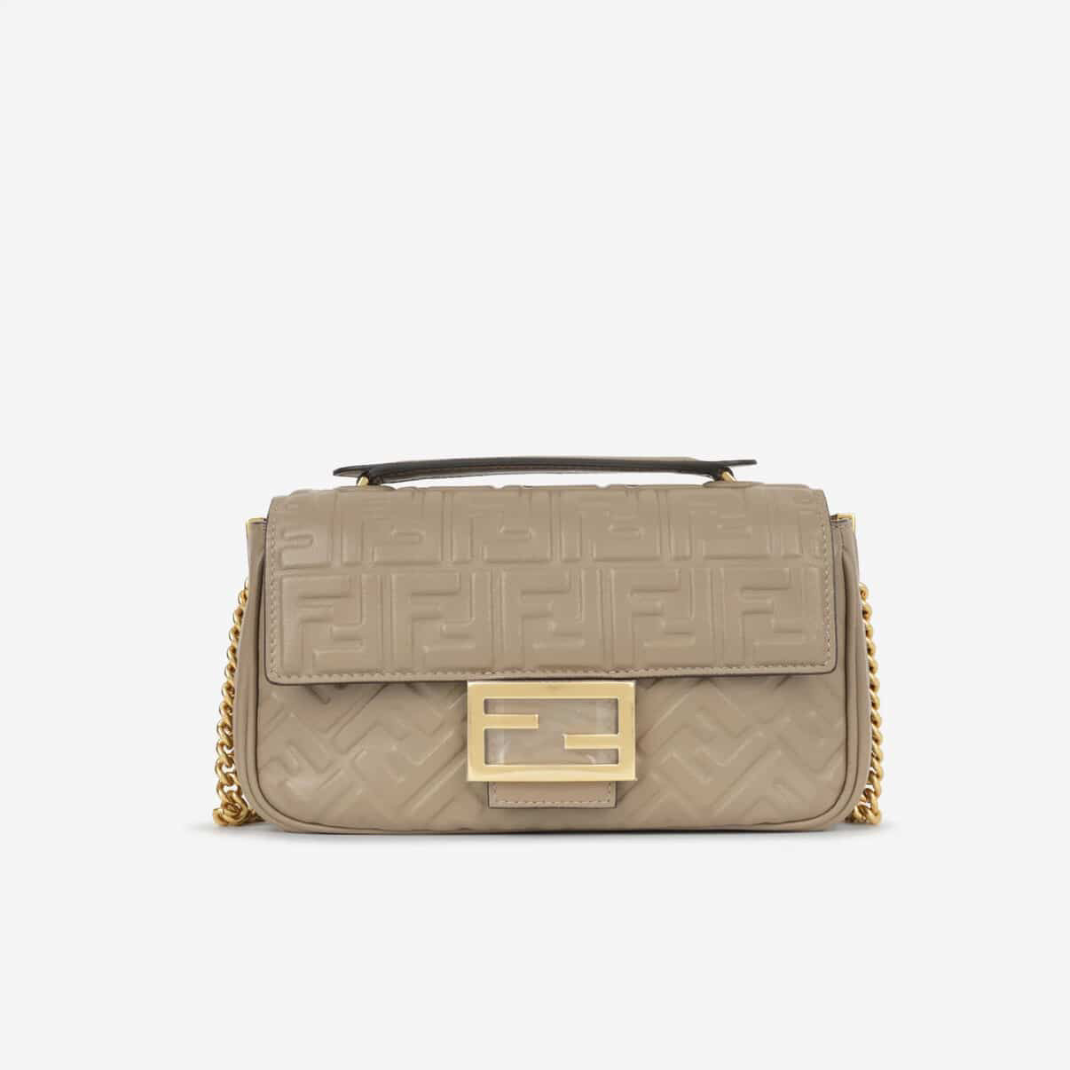 (Readystock SALE) Fendi Baguette Chain Midi Bag - Taupe