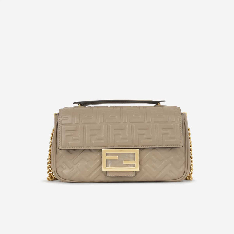 Fendi Baguette Chain Midi Bag - Taupe